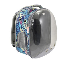 Cargar imagen en el visor de la galería, MOCHILA SPACE CON FLORES AZUL 33x26x43cm