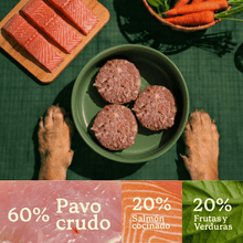 Cargar imagen en el visor de la galería, WB Menu de Salmon cocinado y pavo crudo
